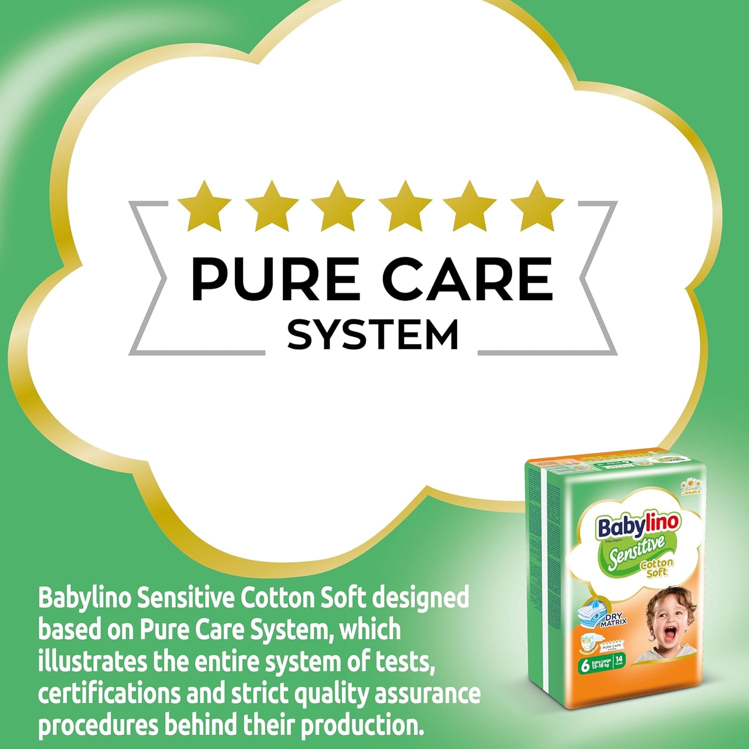 Bleer til sensitive babyer, str. 6, ekstra stor (13-18 kg), 114 bleer