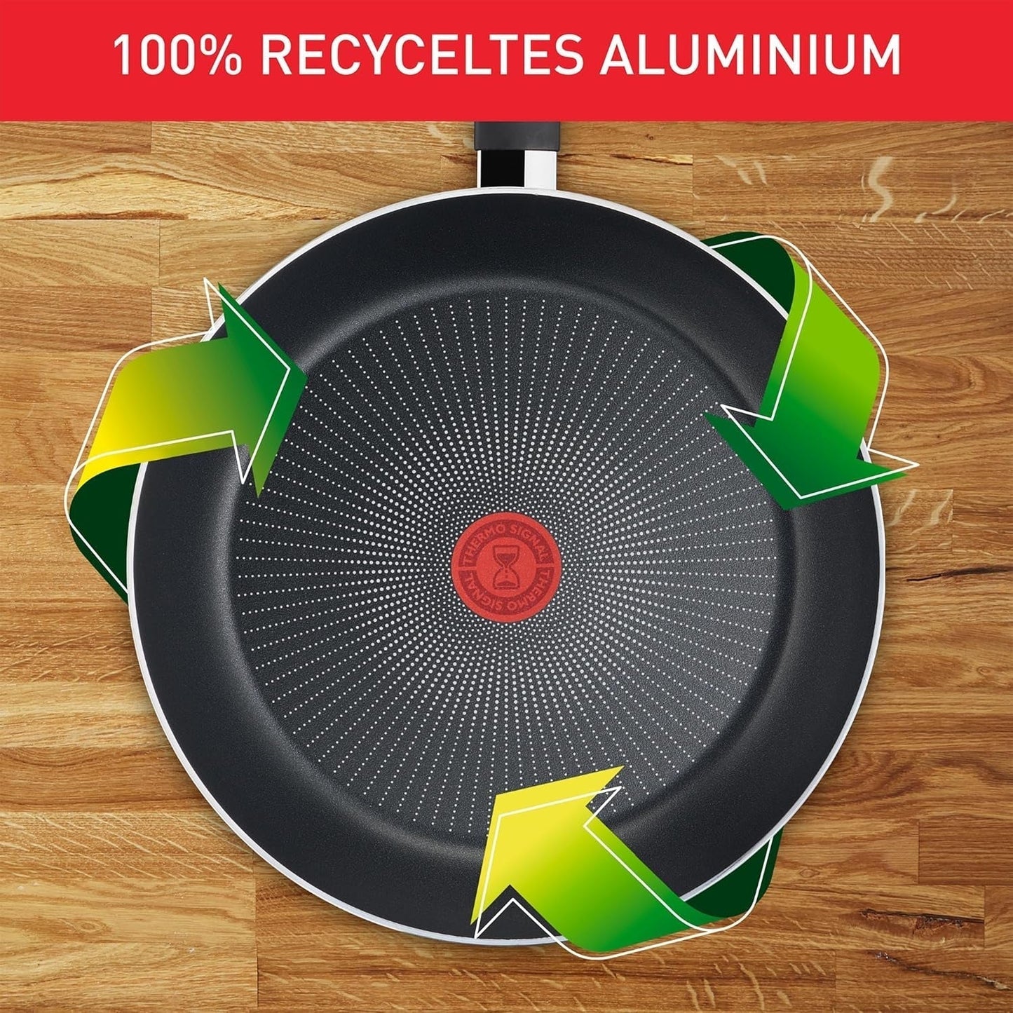Tefal Genanvendt på, 100 % genanvendt aluminiumspande, non-stick belægning, induktion Gryder og pander Naty Shop
