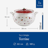 Villeroy & Boch Toy's Delight Terrine, 3 liter, premium porcelæn, hvid/rød