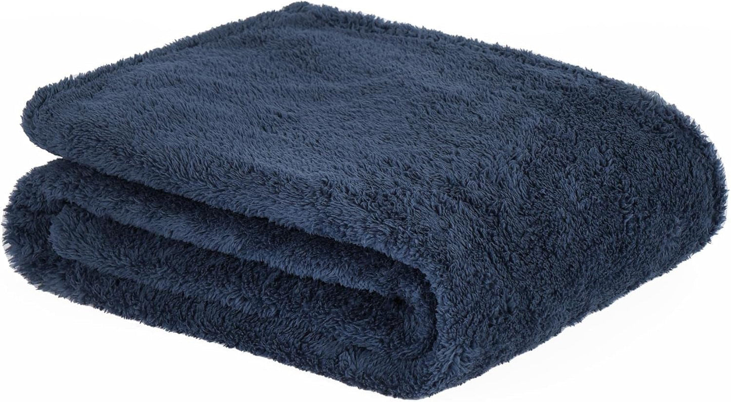 Brentford's Teddy Fleece Tæppe Stort Sengetæppe Plys Superblødt Varm Sovesofa Sengetæppe Sort - 150 X 200 Cm Senge og tæpper Besuche den Brentfords-Store Marineblå 150 X 200 Cm