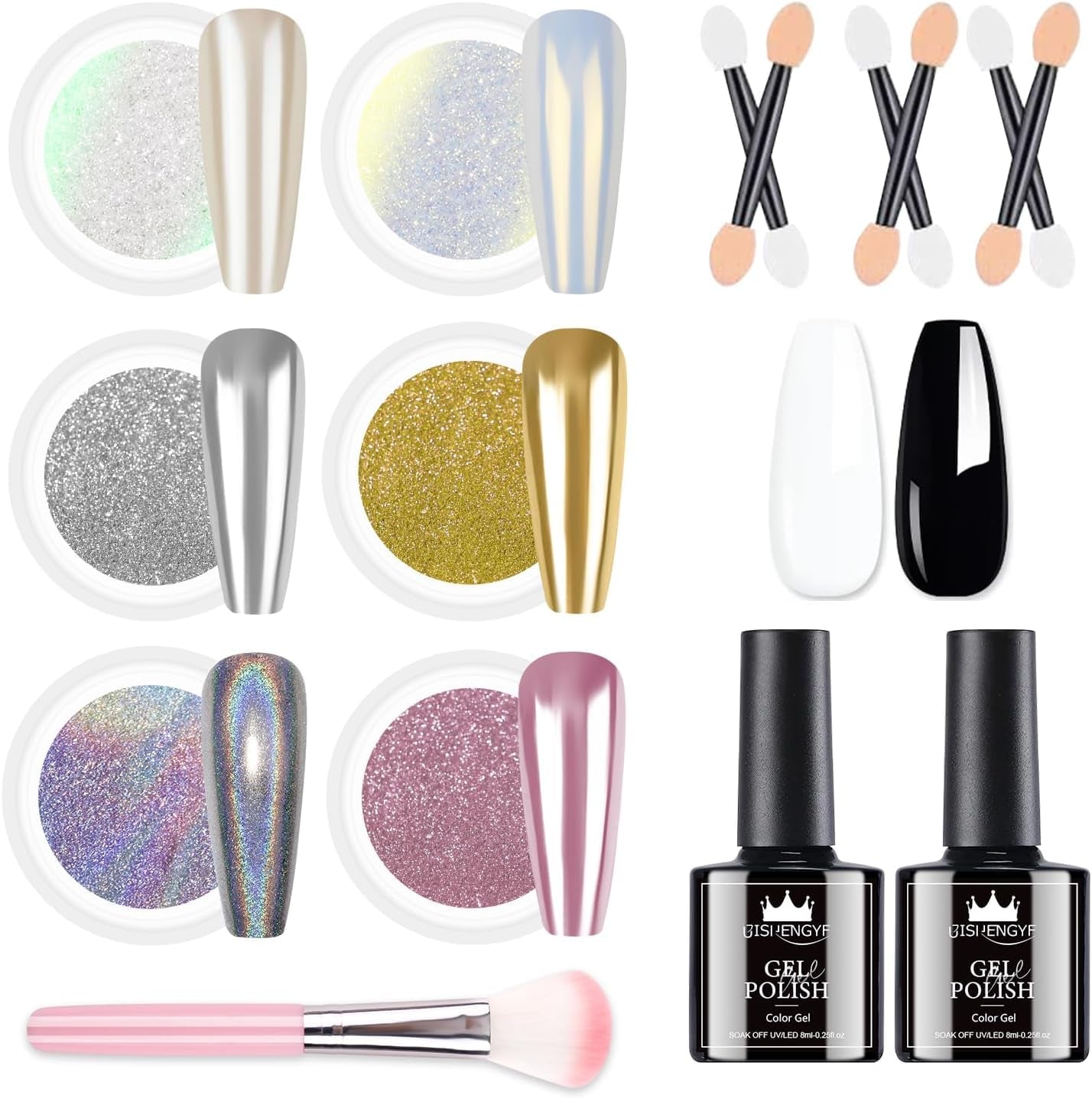 BISHENGYF Rose Gold Chrome Nail PowderNeue Upgrade Grosse Kapazitä Chrom PulverSuper-Spiegeleffekt Metall Mirror Chrome Powder – Neon Glassy Pearl Effect Glitter Nagelkunst Pulver Für DIY Salon