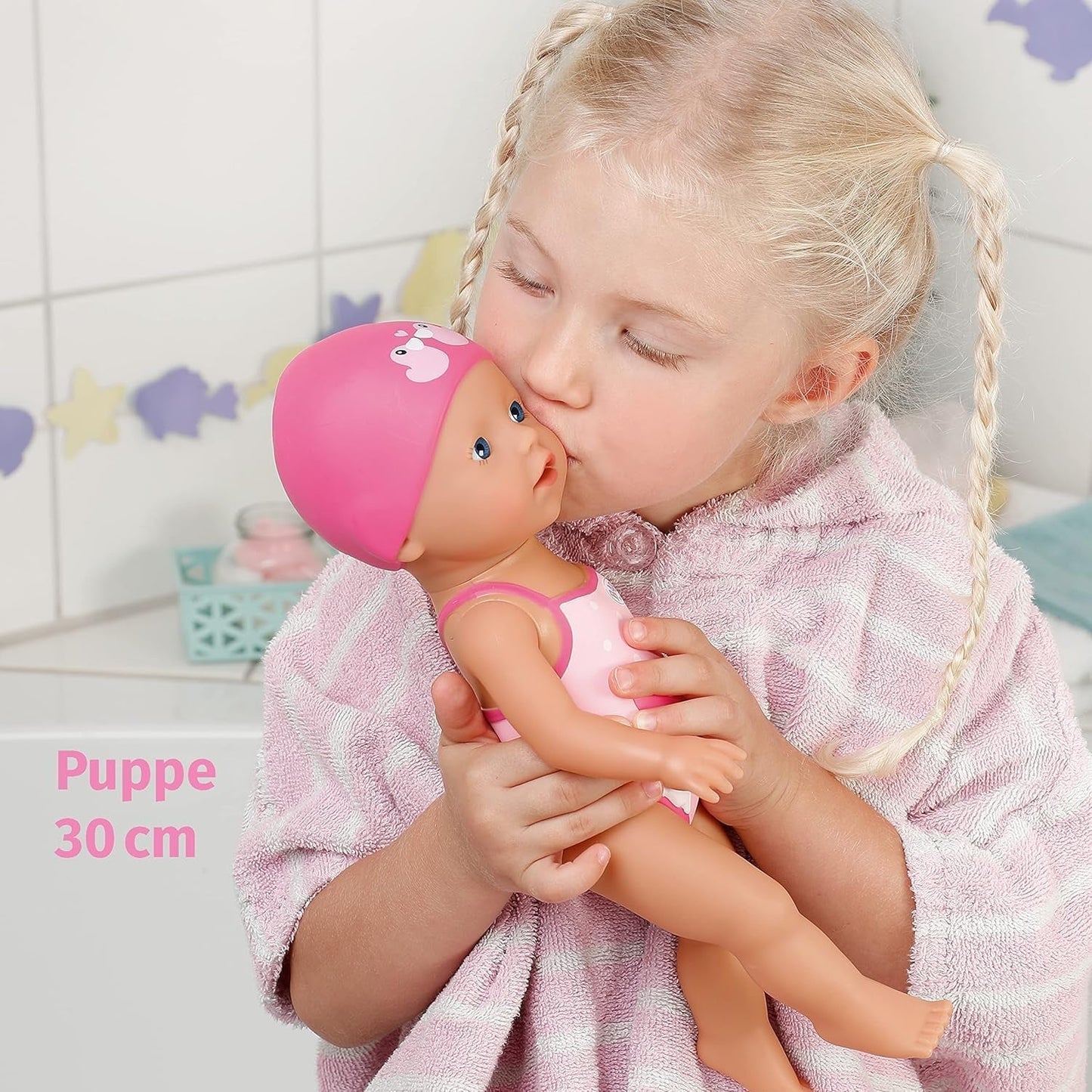 BABY Born My First Swimmer Girl - 30 cm Dukke - Badedukke med drejemekanisme, Vandtæt - Virker uden batterier - Velegnet til børn fra 1 år og derover