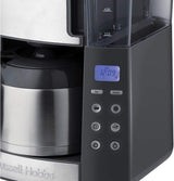 Russell Hobbs kaffemaskine med kværn og termisk karaffel [Digital timer, brusehoved for optimal udsugning og aroma] Grind&Brew (1-10 kopper, 3 maleindstillinger) Filterkaffemaskine 25620-56