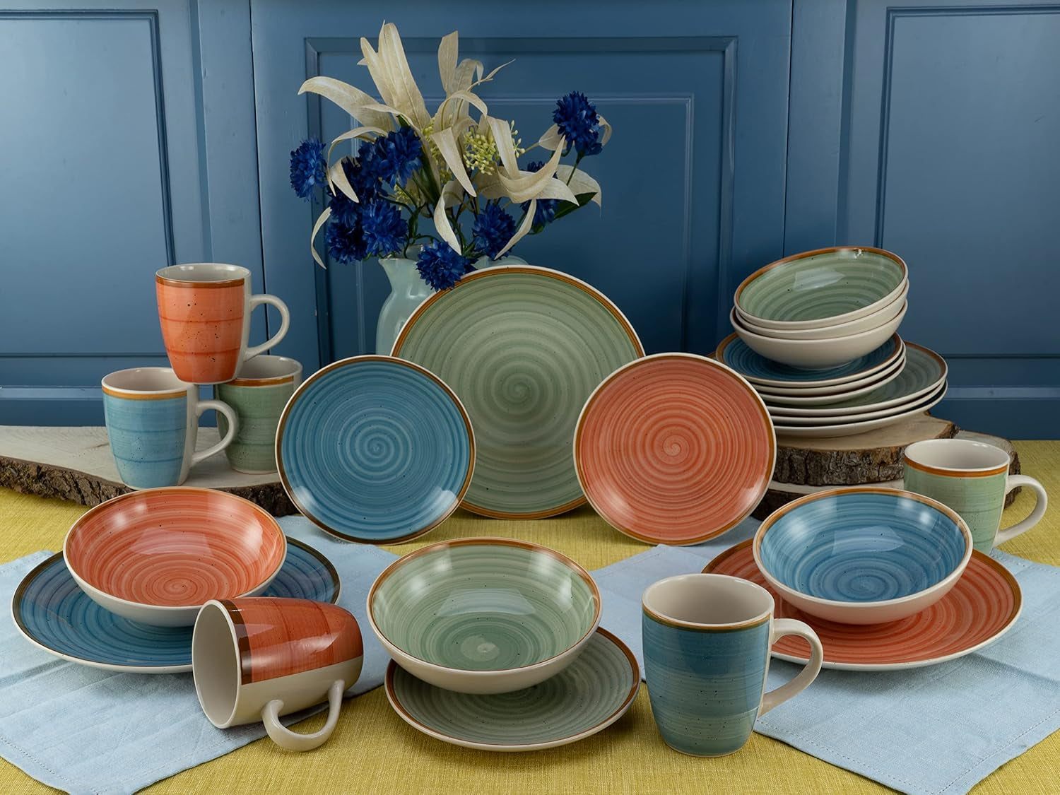 CreaTable, 22851, COUNTRY-serien, 24-delt porcelænssæt til 6, Porcelænskombinationsservice, Tåler opvaskemaskine og mikroovn, Kvalitetsfremstilling