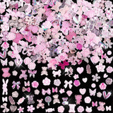 200 stykker Nail Art Charms 3D Nail Art Dekorationssæt Sløjfe Negle Pendant Pink Blandet Sløjfe Blomst Bamse Slikkepind Hjerteform Negle Art Dekoration DIY Craft Negle Design