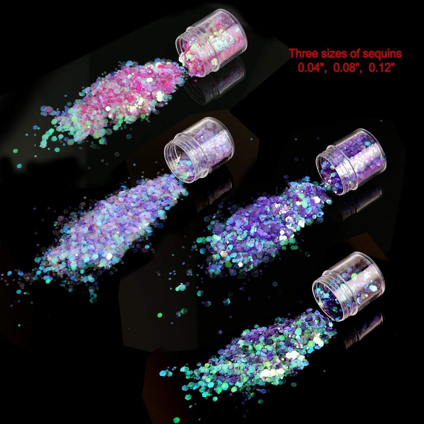 HOWAF 12 æsker Negle Glitter Ansigt Kropsbørste Glitter Makeup Negle Glitter Øjen Læbe Hår Kropsdekoration Halloween Julefestival Maskerade Makeup Tilbehør
