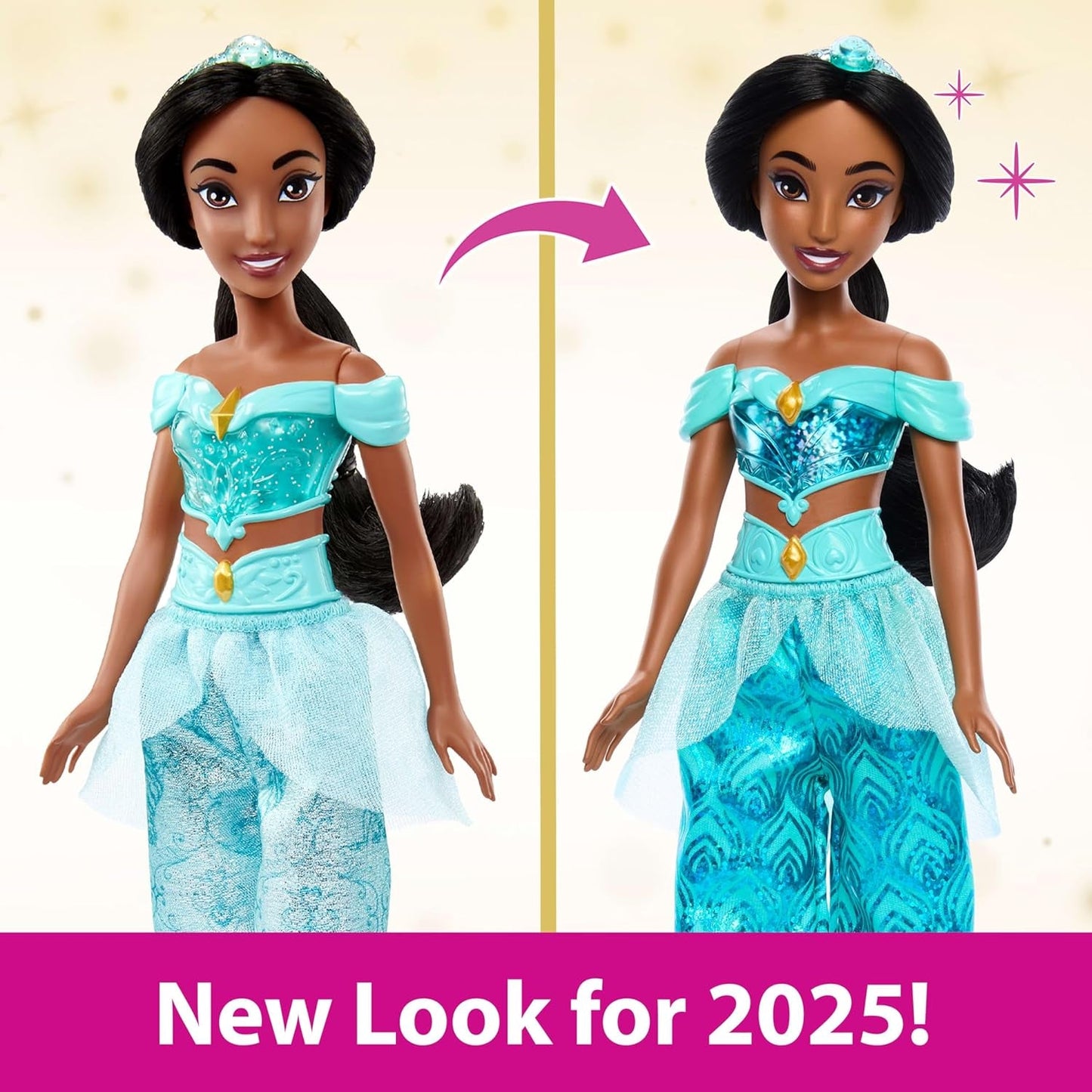 Mattel Disney Princess Legetøj Jasmin Artikuleret modedukke med funklende tøj og tilbehør Disney film inspireret gave til børn HLW12