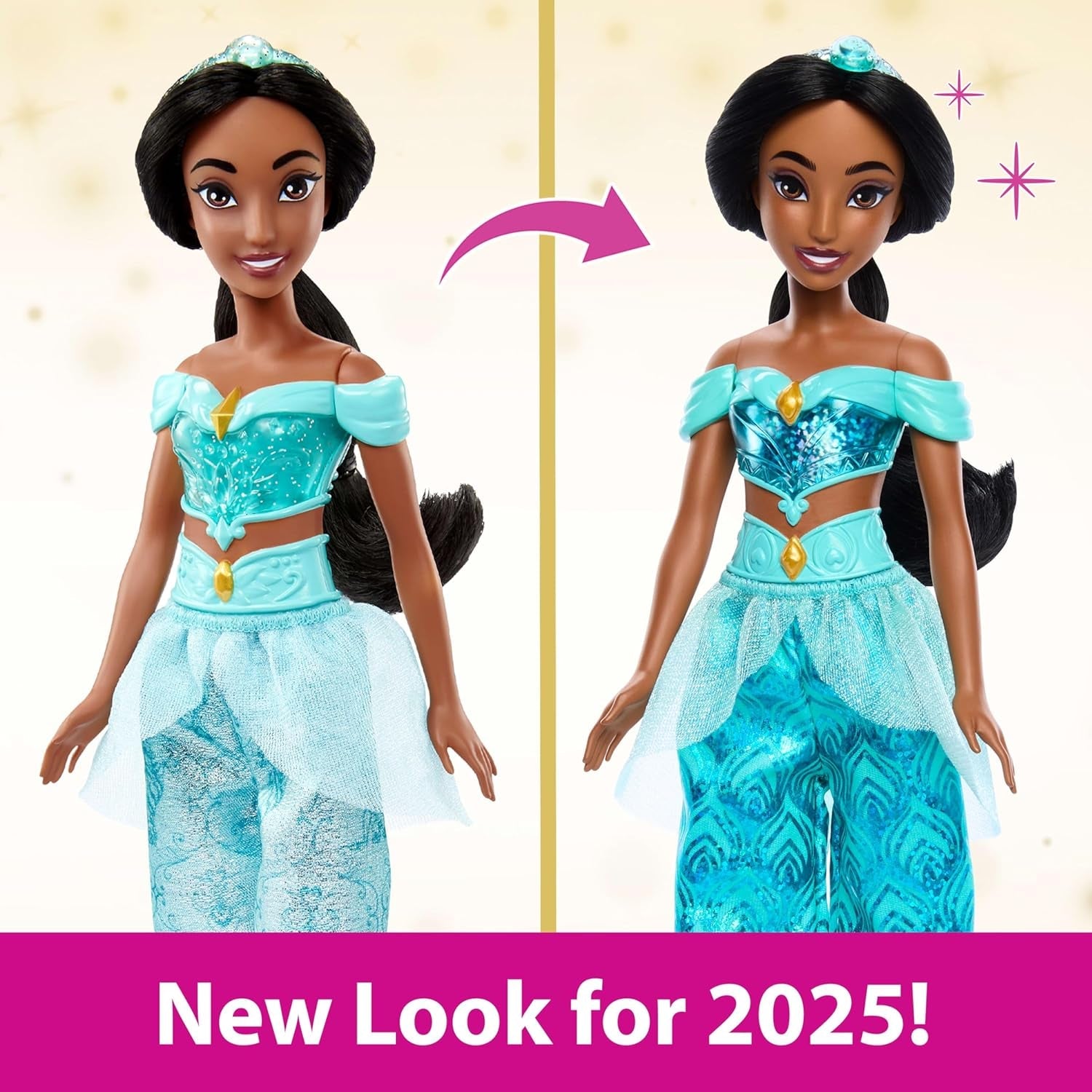 Mattel Disney Princess Legetøj Jasmin Artikuleret modedukke med funklende tøj og tilbehør Disney film inspireret gave til børn HLW12