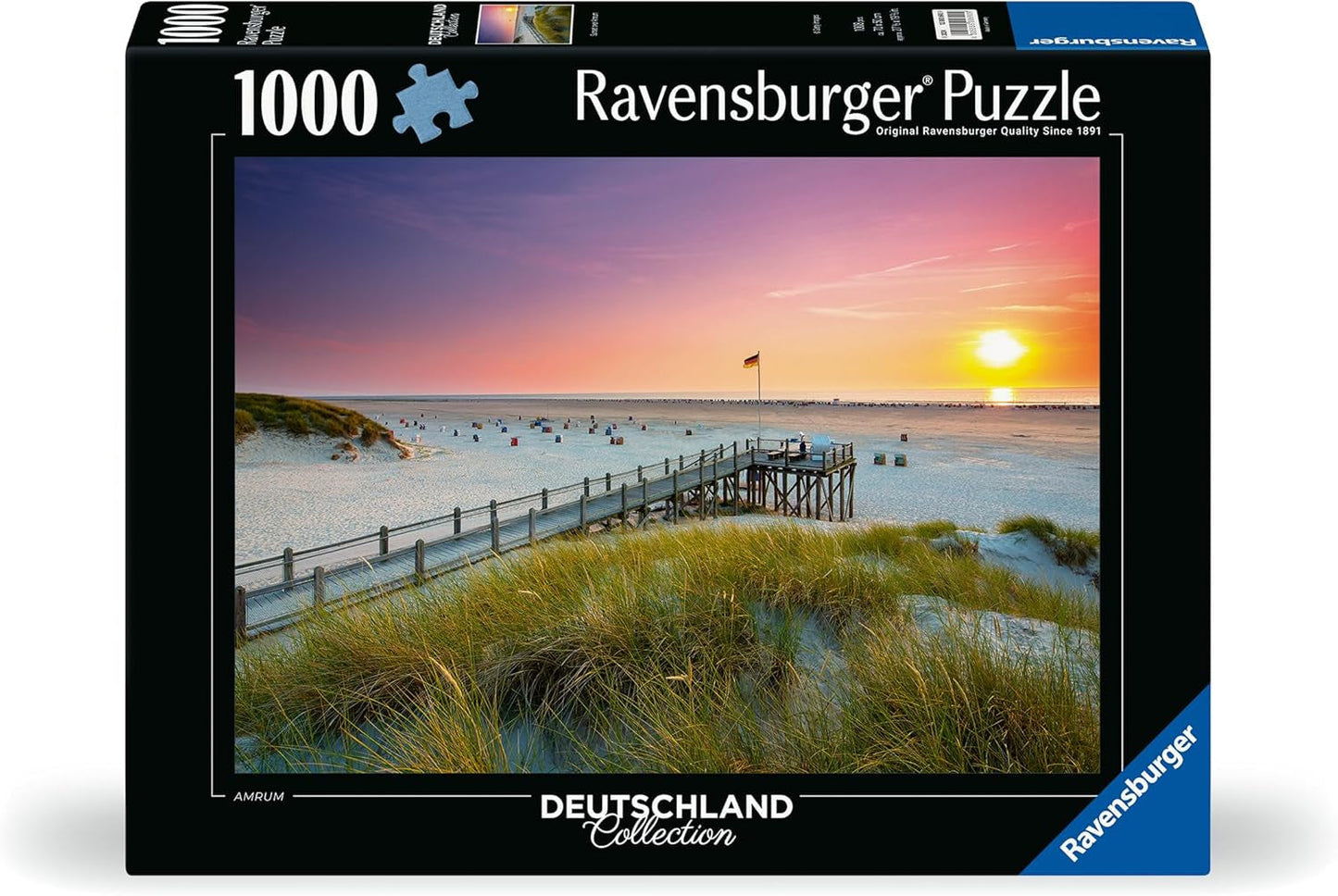 Ravensburger Puslespil 12000690 - Solnedgang over Amrum - 1000 brikker puslespil for voksne og børn fra 14 år, Nordsøstrandpuslespil Puslespil Naty Shop