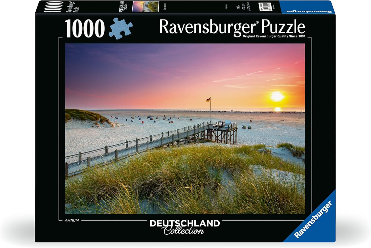 Ravensburger Puslespil 12000690 - Solnedgang over Amrum - 1000 brikker puslespil for voksne og børn fra 14 år, Nordsøstrandpuslespil Puslespil Naty Shop