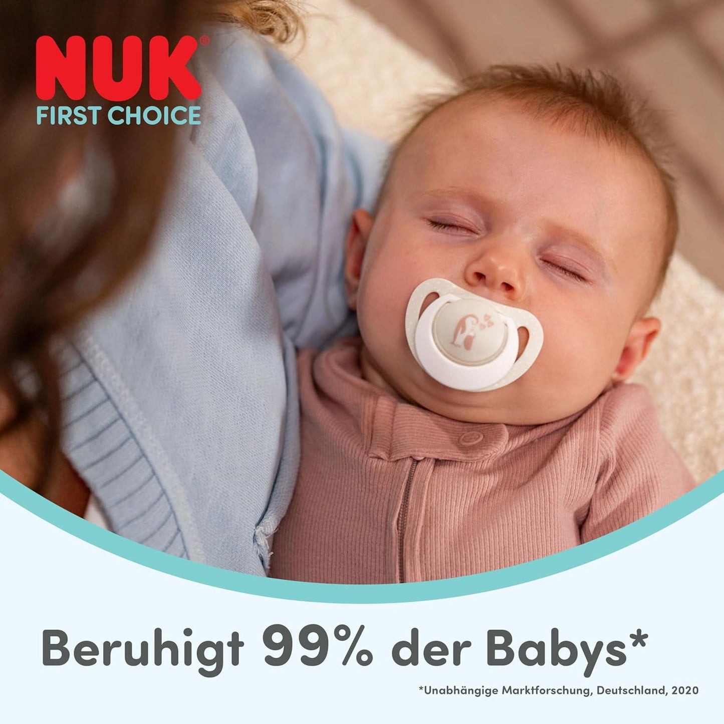 NUK First Choice natsut til babyer | 6-18 måneder | Ortodontiske sutter der lyser i mørke | Beroliger 99 % af babyer** | Kanin/Får | Pakke 0-2