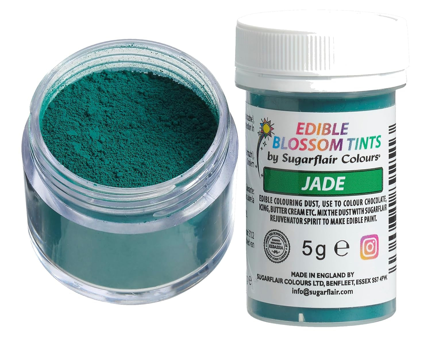 Sugarflair Blossom Tint Dust Jade Fødevarefarvepulver - Madfarvepulver til kagedekoration, sukkerpasta, fondant, glasur, chokolade, smørcreme, macarons og mere - 5G