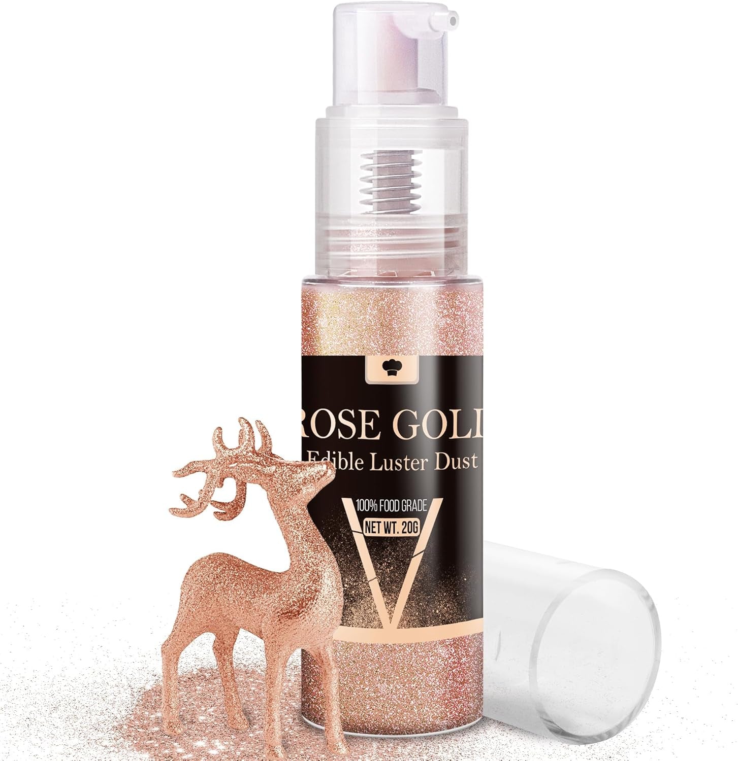 Spiselig glitterspraysæt - 20 g mad iriserende glitterstøv til drinks, champagne, kager - spiselig metallisk madfarve til cocktails, vin, spiritus, bagning, kager