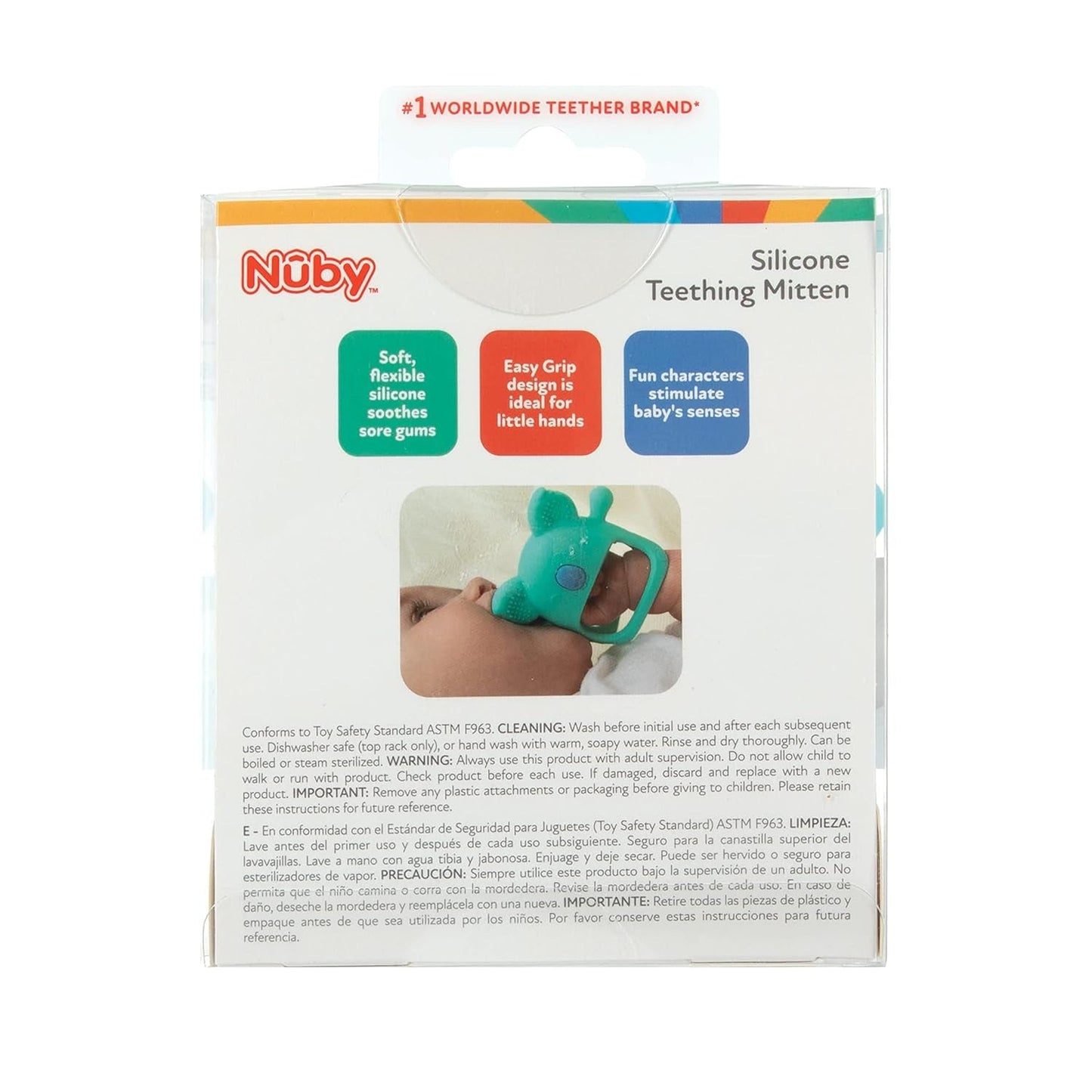 Nuby - Silikonetandhandske, BPA-fri, Blå Koala, 3 måneder og opefter