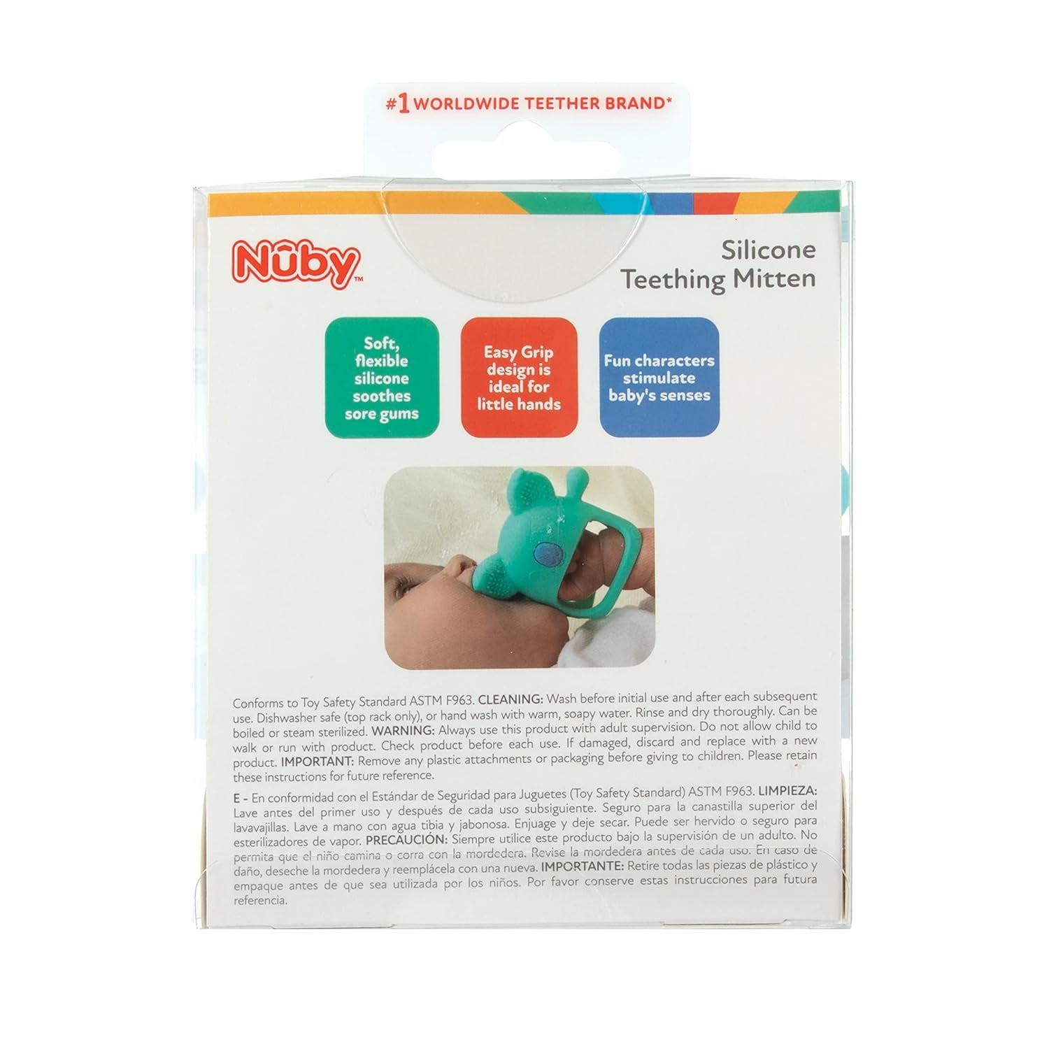 Nuby - Silikonetandhandske, BPA-fri, Blå Koala, 3 måneder og opefter
