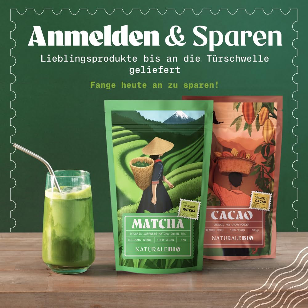 Naturalebio BIO Grøn te pulver 100 g. Til madlavning og bagning. Original japansk matcha. Grøn te fra Japan, vegansk, glutenfri og ikke-GMO. Naturligt økologisk produkt.