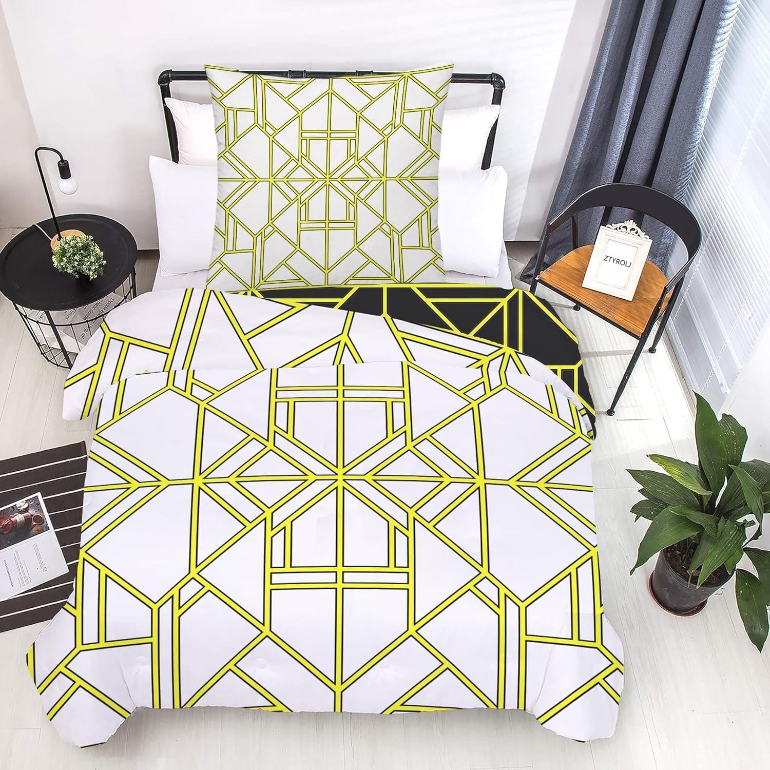 Sengetøj til børn, drenge, forskellige modeller, med lynlås, polyester mikrofibre Sengetøj - børn Naty Shop Geometriske linjer 135X200 Cm + 80X80 Cm