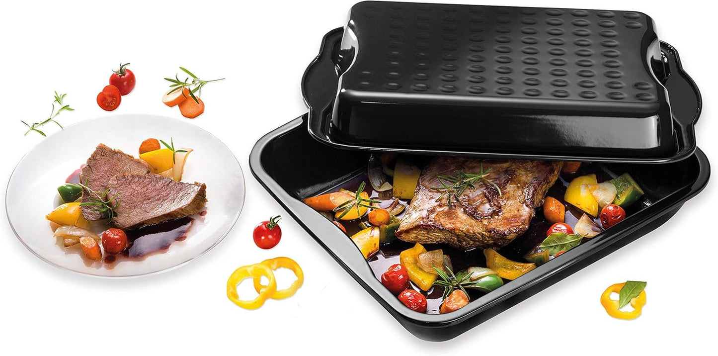 Dr. Oetker Maxi-Bräter Mit Deckel BACK-IDEE KREATIV, Brat- Und Auflaufform Aus Hochwertigem Stahlblech Mit Emaillierung, Eckige Form, Schnitt- Und Kratzfest - Spülmaschinengeeignet i Schwarz Forme og bakker til bagning Naty Shop