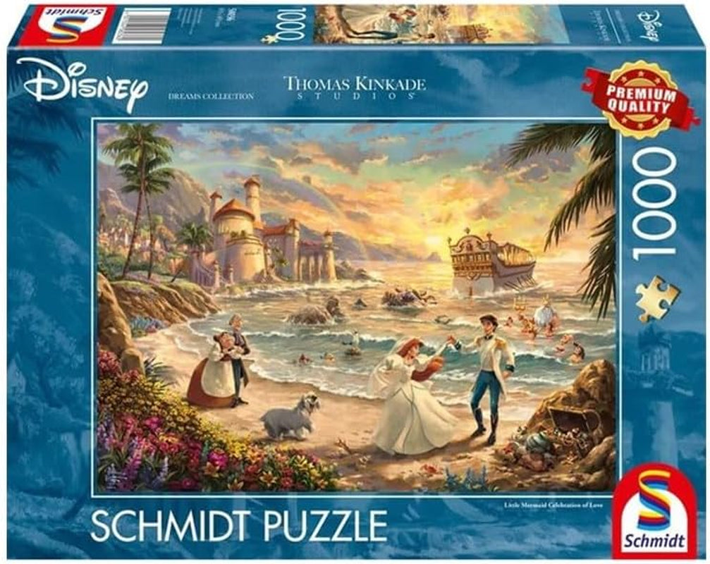 Schmidt Spiele 58036 Thomas Kinkade Disney Den Lille Havfrue Kærlighedens fest 1000 brikkers puslespil Naty Shop Standardtitel