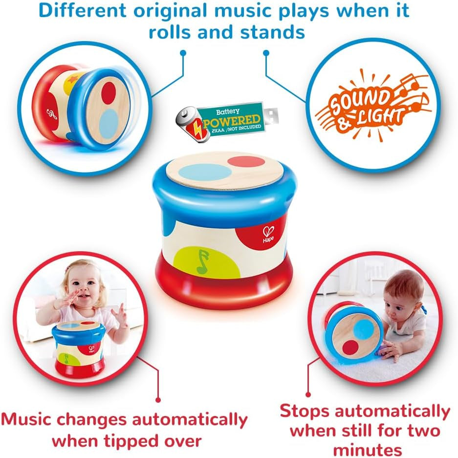 Hape Babytromme | Rullende musiklegetøj for de små til at lære rytme og forskellige lyde, batteridrevet, fra 6 måneder Baby Toys Naty Shop