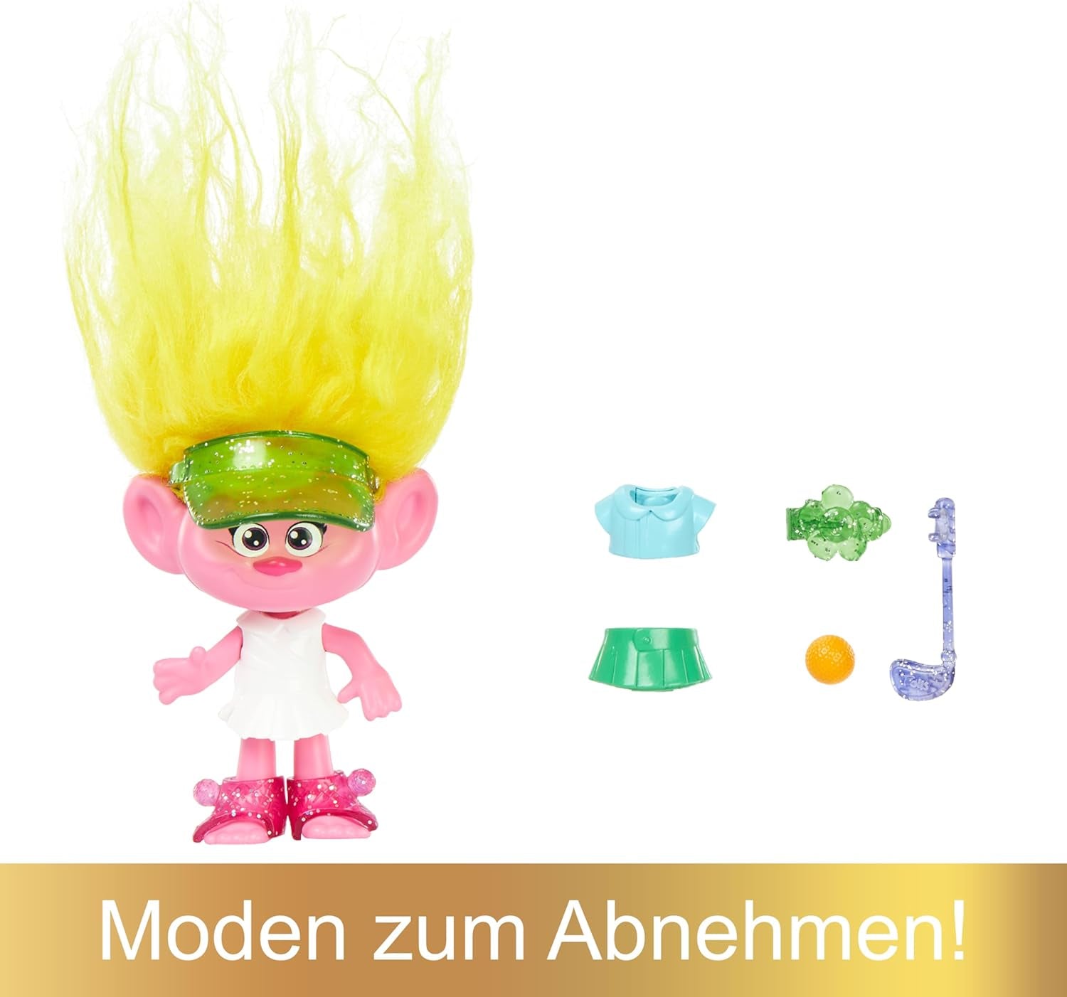 Mattel DREAMWORKS TROLLS United We Stand - Behårede overraskelser Viva Dukke med lyst gult plyshår og 3 overraskelsestilbehør, til børn fra 3 år og opefter, HNF11