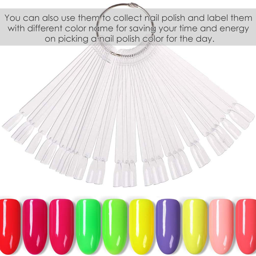 150 Stück Nail Art Tips Ring Stick, Transparent Farbe Karte Platten Nagelleck Display Ring Sticks, Nagel Salon Übungen Display Nail Tips
