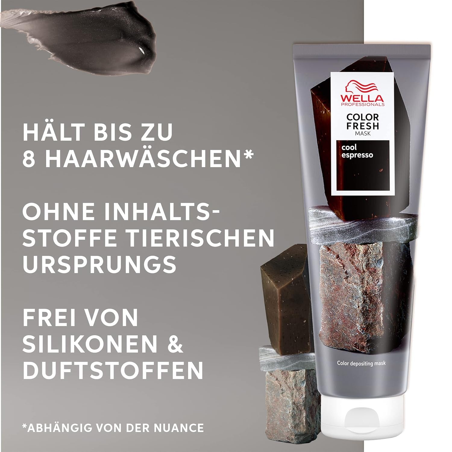 Wella Professionals Color Fresh Mask Cool Espresso - behandling for at genoplive og ændre hårfarve - nærende nuance med avocadoolie - til sort og sort hår - 150 ml Naty Shop Hair Mask
