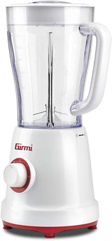 Girmi FR46 Elektrisch mixer, 1,5 liter, 2 Geschwindigkeiten Mit Pulse-Funktion, 4 Edelstahlklingen, Messbecherdeckel, Messbecher Mit Scale, Sicherheitseinrichtung, Weiß/Rot Kitchen Naty Shop