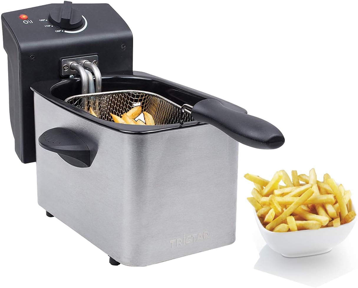 Tristar frituregryde i rustfrit stål - Med 2 liters kapacitet, koldzonefunktion og justerbar termostat op til 190°C, FR-6919, sølv Hvidevarer Naty Shop Standardtitel