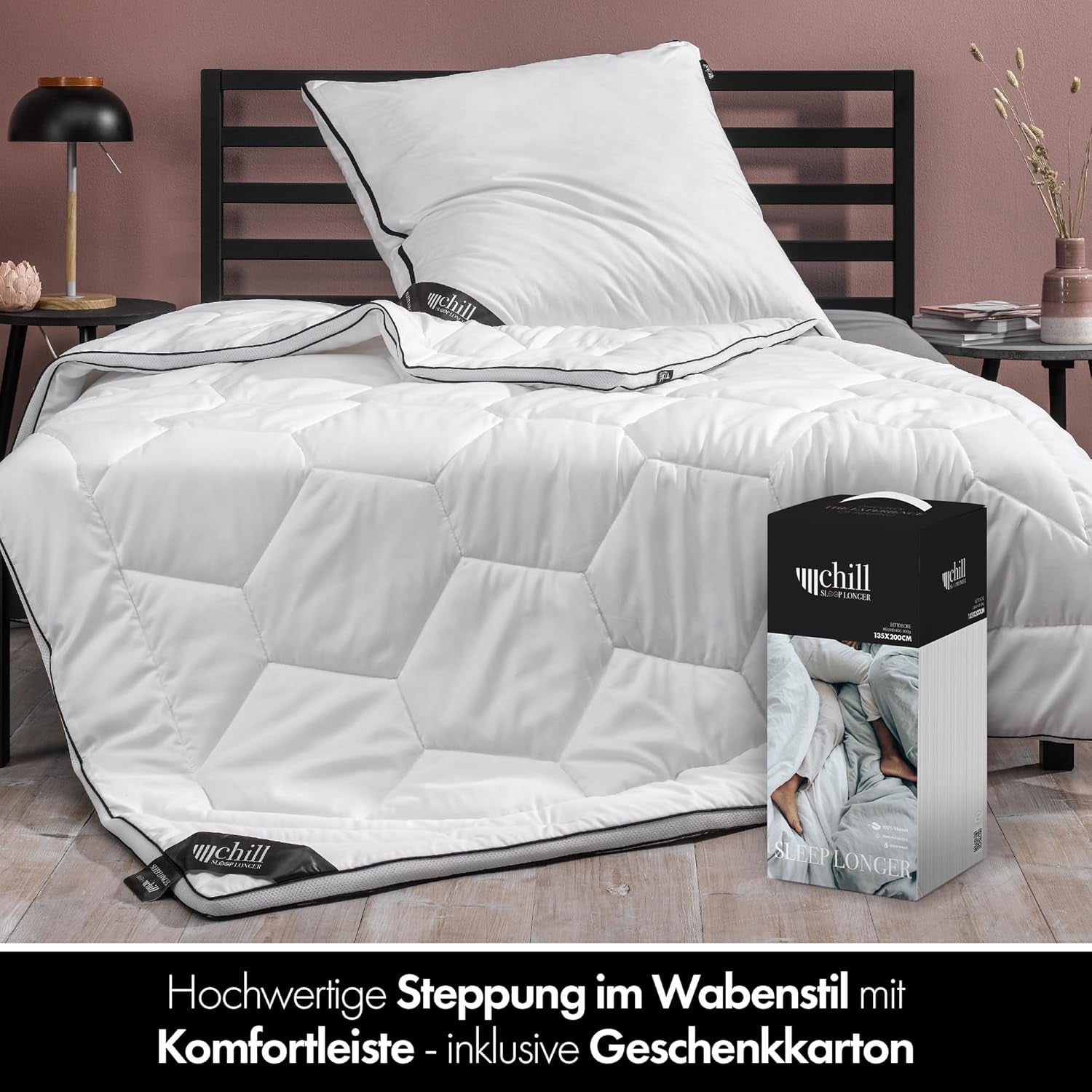 4 Seasons Quilt 135X200-2 i 1 All-Season Quilt 135X200 - Åndbar, vaskbar og vegansk dyne - Duo Quilt med komfortbånd til at sove - 500G & 700G Fyldende dyner og dyner Naty Shop