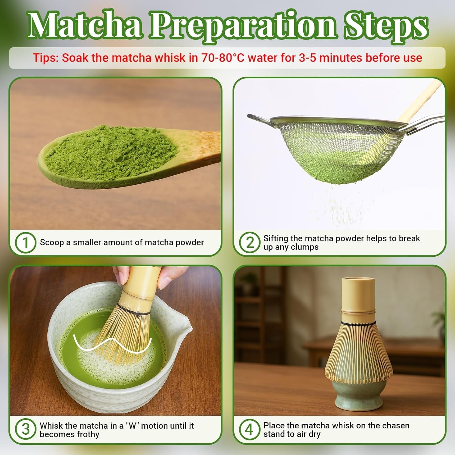 Alyvisun Matcha-sæt, 5-delt Matcha-tesæt med Matcha-tekande og Matcha-teholder, teske, teske, Matcha-tesæt til Matcha-elskere, ideel til begyndere og entusiaster