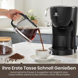 1,25L filterkaffemaskine til 10 kopper filterkaffe, glaskaraffel, der tåler opvaskemaskine, termokande, anti-drypsystem, automatisk sluk, 600W, vandfri kogebeskyttelse til hjemmet og kontoret