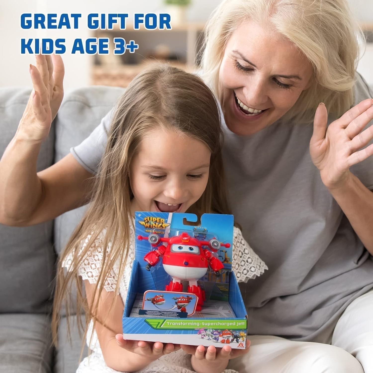 Super Wings 5" Transforming Characters 2-Pack Transforming Supercharged Jett + Tino Transformer Legetøj til drenge og piger i alderen 3+ Røde actionfigurer Naty Shop
