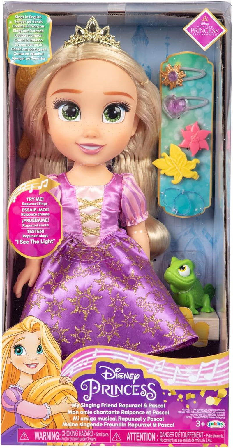 Disney Princess Rapunzel 35 cm syngende dukke, synger 'I See The Light', inkluderer tilbehør for mere sjov, perfekt til piger fra 3 år og opefter, lilla