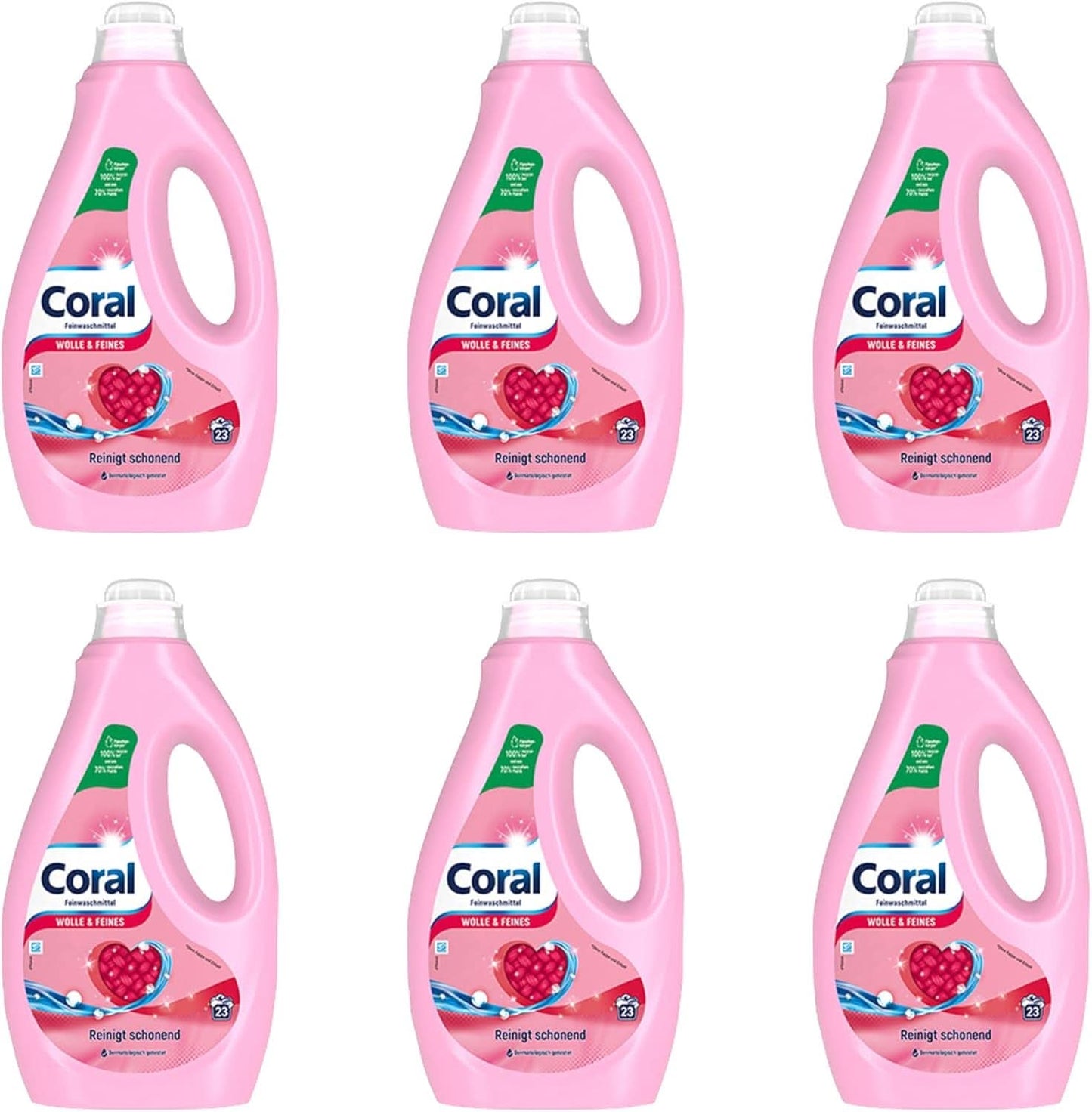 Coral sart flydende vaskemiddel til uld og fint vasketøj, 23 vaske, 1,15 liter Vaskemidler Naty Shop Sæt 6 x 1,15 liter