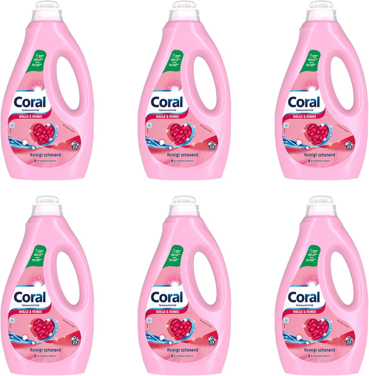 Coral sart flydende vaskemiddel til uld og fint vasketøj, 23 vaske, 1,15 liter Vaskemidler Naty Shop Sæt 6 x 1,15 liter