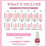 240 sæt korte franske kunstige negle, firkantede kunstige negle, lim på negle, akryl neglespidser, falske negle til kvinder, DIY Nail Art