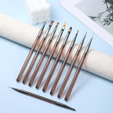 10 Stück Nailart Pinsel Set, Braun Nail Art Børster Nailart Design Pinsel Nageldesign Pinselfür Gelnägelfür Heimwerker Maniküre Salon Zuhause Nailpinsel Sæt