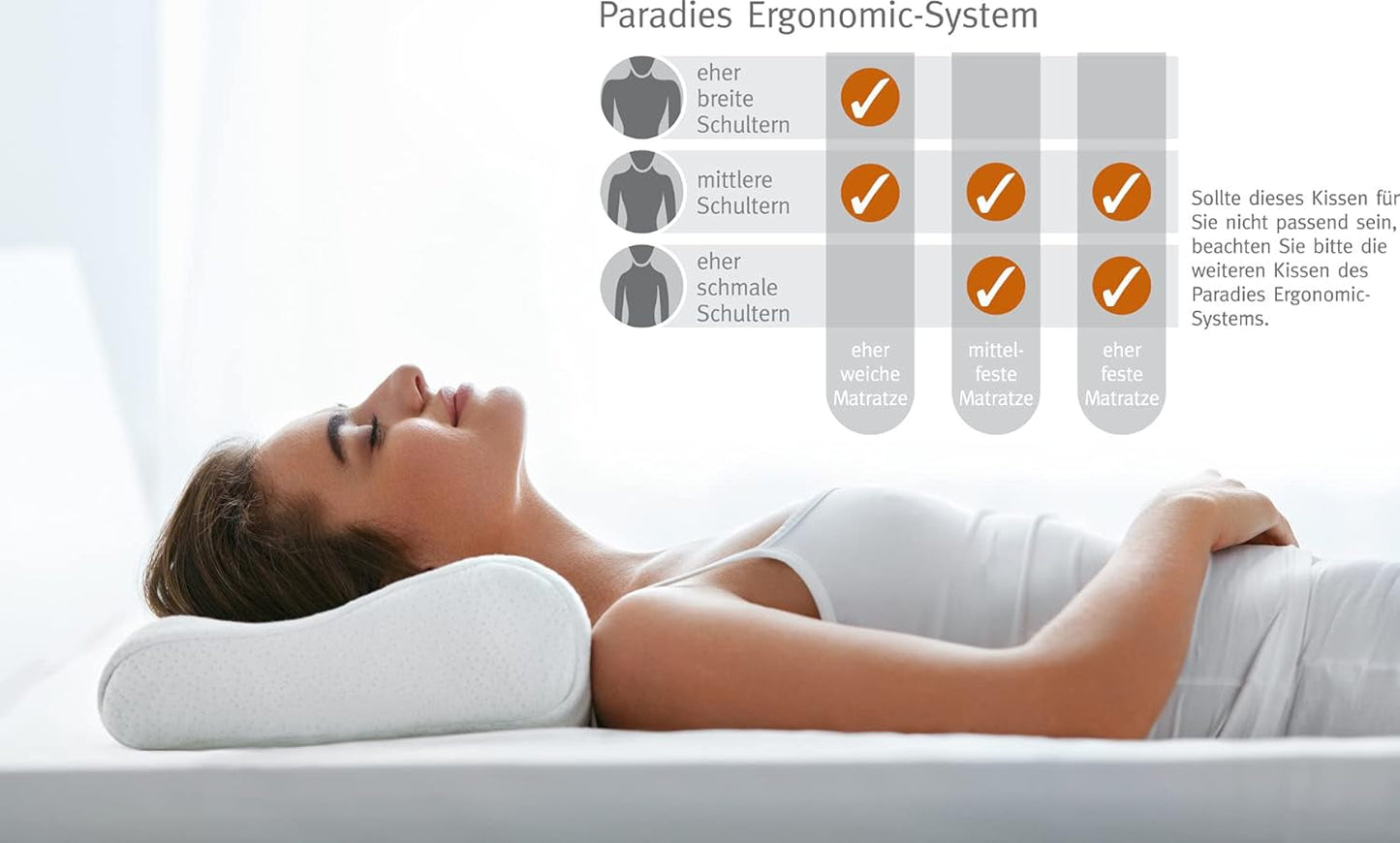 PARADIES Nakkepude 40X80 Cm - Revita Ergonomic - IGR Certificeret, Ergonomisk nakkestøttepude Højde: 10 Cm Cervikale ortopædiske puder Naty Shop