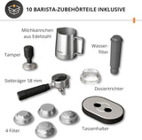 Krups Precision manuel espressomaskine med portafilter og kværn, barista kaffemaskine med intuitivt kontrolpanel, præ-infusionsindstillinger, espressomaskine med dampmundstykke, hurtig opvarmning, XP801T10