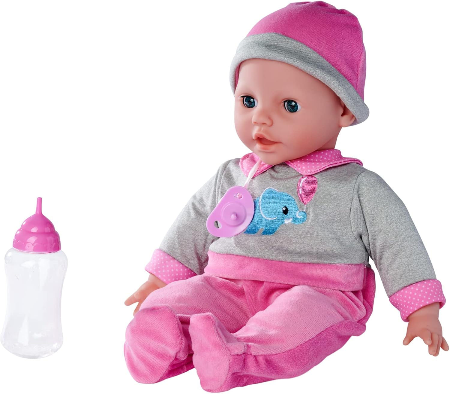 Simba 105140066 - Laura Interactive, blød kropsdukke med søvnige øjne, pludrer ved bevægelse, drikker af flaske og falder i søvn, 40 cm, babydukke til børn fra 2 år