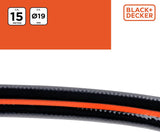 BLACK+DECKER Haveslange 15 meter - Ø19MM - Holdbar PVC - Vanding af haven, vask af bilen, fylde poolen - Kompatibel med enhver standard vandhane - Sort/Orange