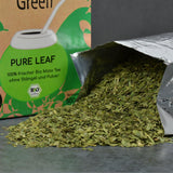 Delicatino - Naturlig grøn PURE LEAF 500G, økologisk yerba mate stilkløs, frisk og røgfri, økologisk dyrket, vakuumpakket for maksimal friskhed