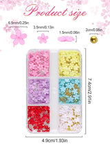 Kalolary Flowers Nail Art Charms, 3D Akryl Blomster til negle Fem kronblade Blomsterdekorationer Negle Gems Rhinsten Blandede metalperler til DIY Nail Art Design Smykkefremstilling (2 æsker)