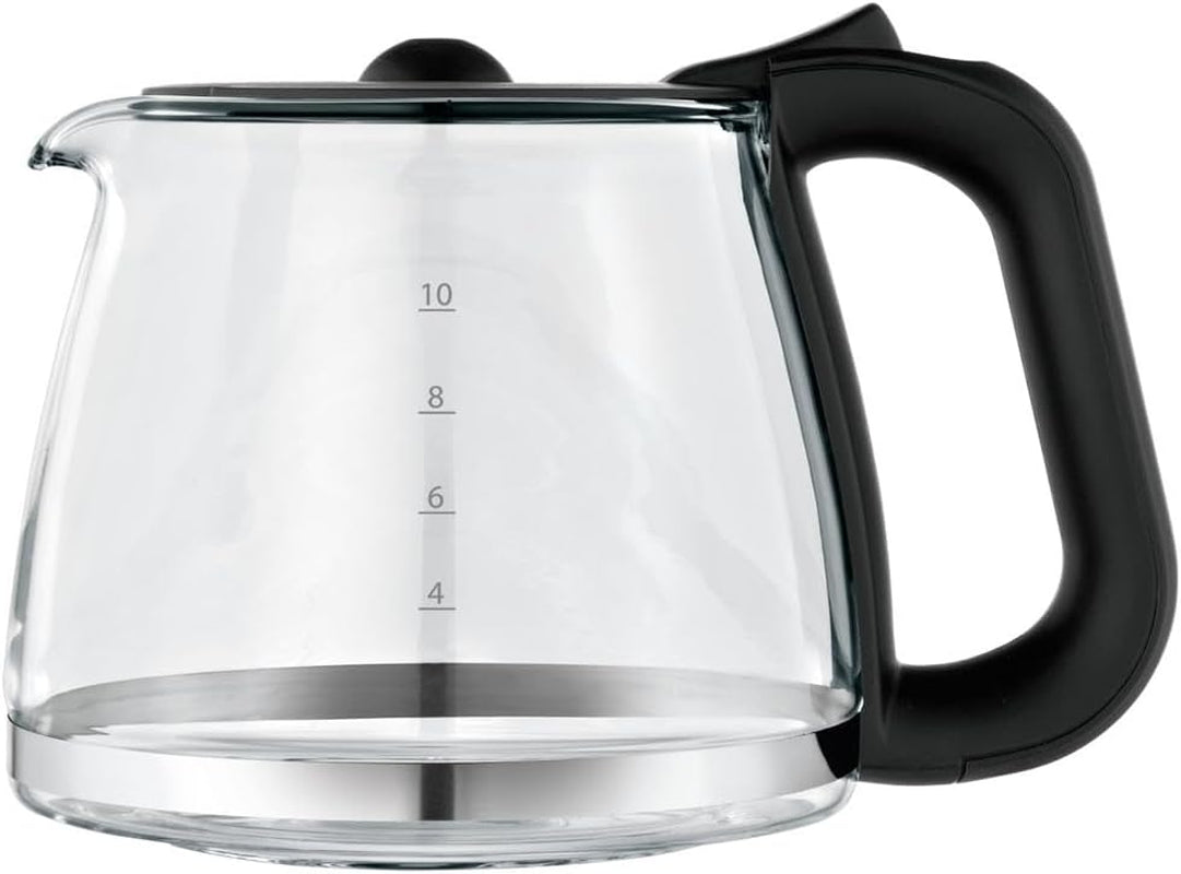 WMF Bueno espressomaskine med glaskaraffel, filterkaffe, 10 kopper, tænd/sluk-knap, anti-drypsystem, oscillerende filter, automatisk stop, varmeplade, 1000W