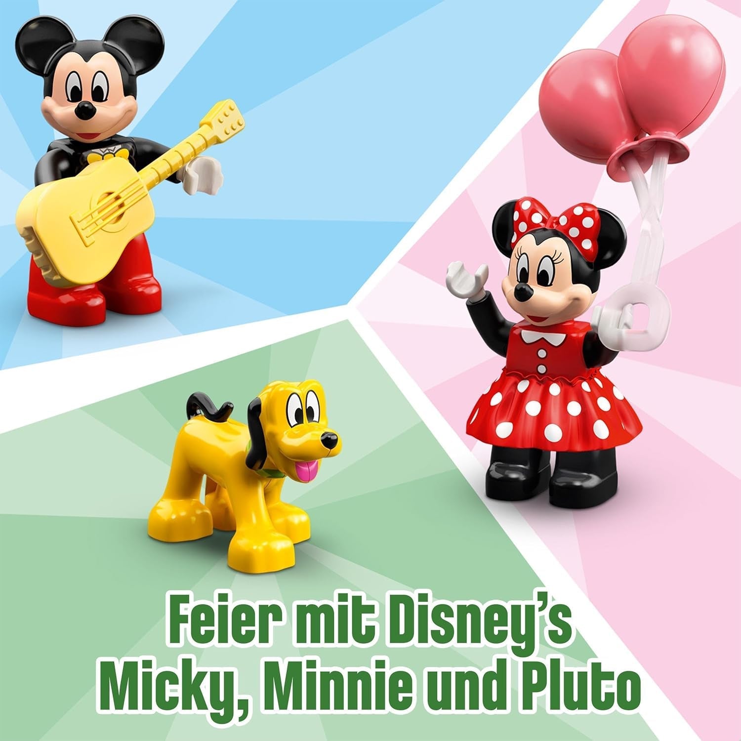 LEGO 10941 DUPLO Disney Mickey og Minnie fødselsdagstog, legetøjstog med kage og balloner, gave til børn 2 år og ældre Byggesæt Besuche den LEGO-Store