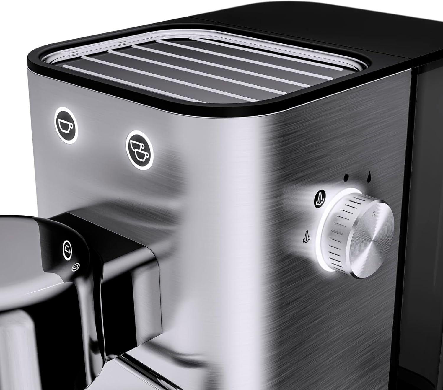 WMF Lumero espressomaskine, portafilter, 1400 watt, portafilter, 3 indsatser, til 1-2 espressokopper, inklusive til kapsler, 15 bar, kopholder, mælkeskummer, mat rustfrit stål