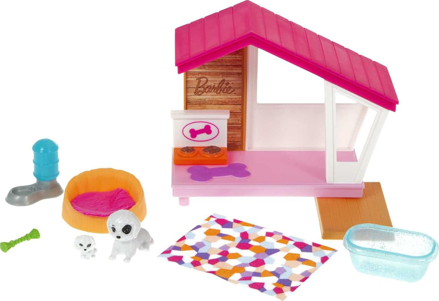 Barbie GRG78 - Mini Playset cu 2 câini, căsuță pentru câini și accesorii, cadou pentru copii de la 3 til 7 og Papusi Naty Shop Titel implicit