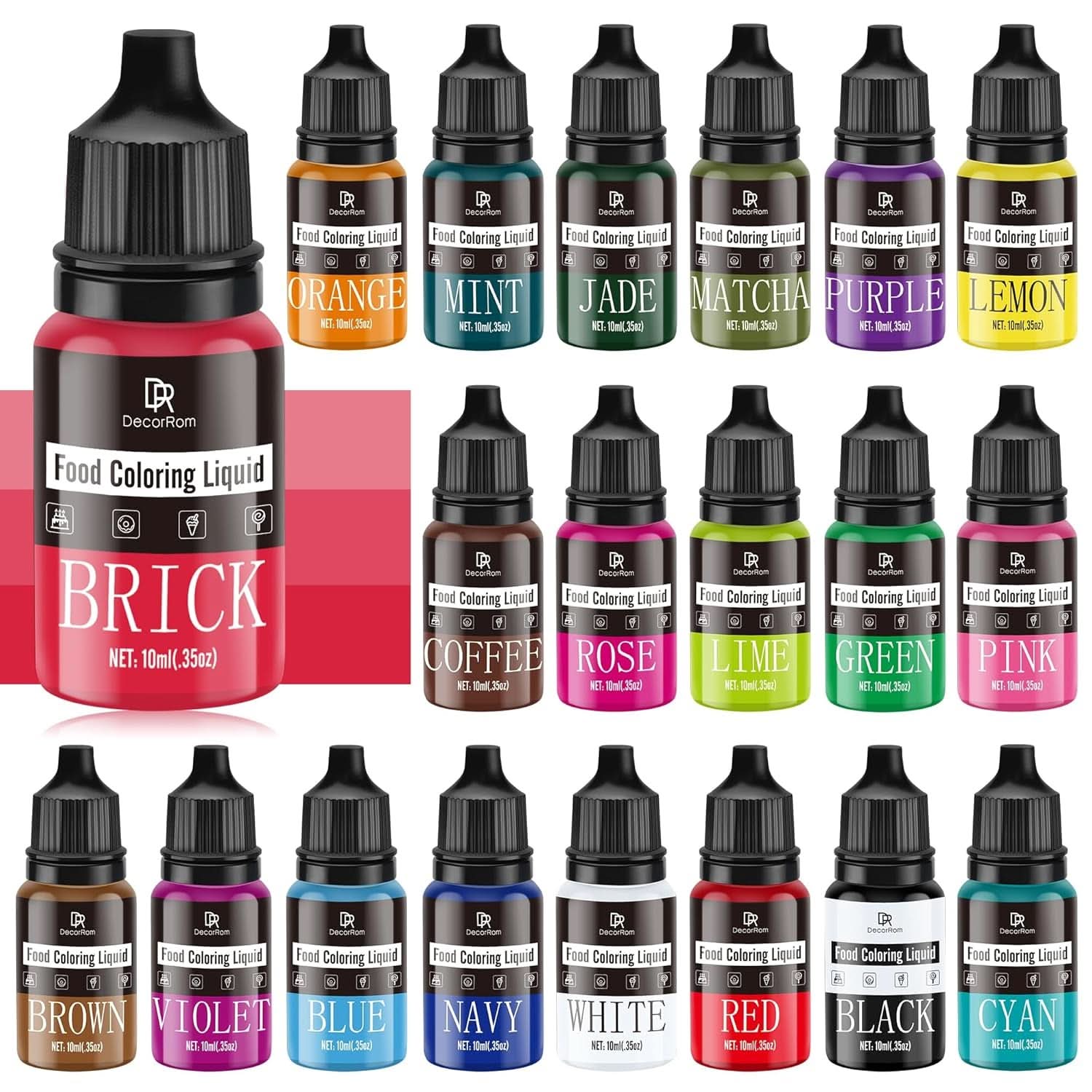 Flydende madfarve, 10 ml Naty Shop 10 ml (sæt med 20 stykker)