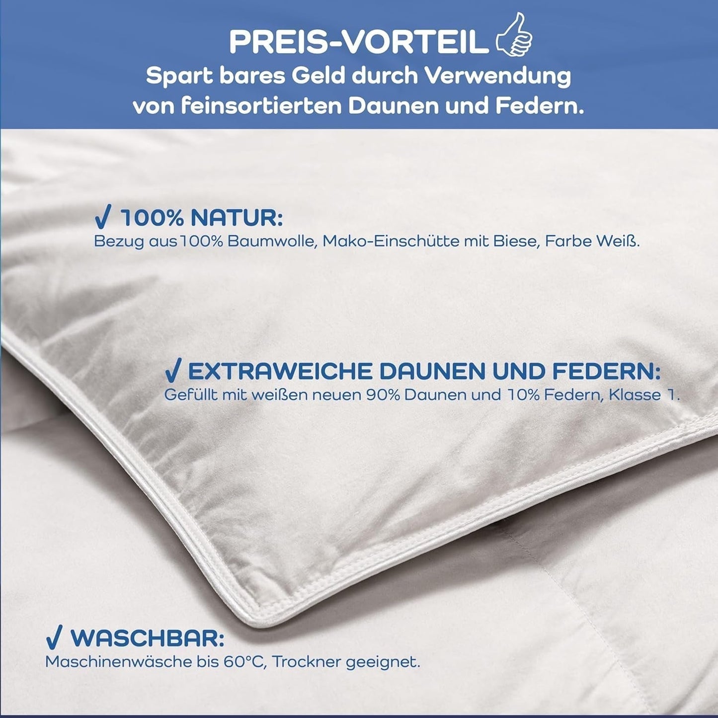 Komfortdyne, (90 dun / 10 fjer), hvid, 155 X 220 Cm Dyner og dyner Naty Shop